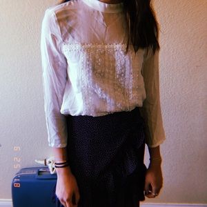 White lace/ cotton blouse
